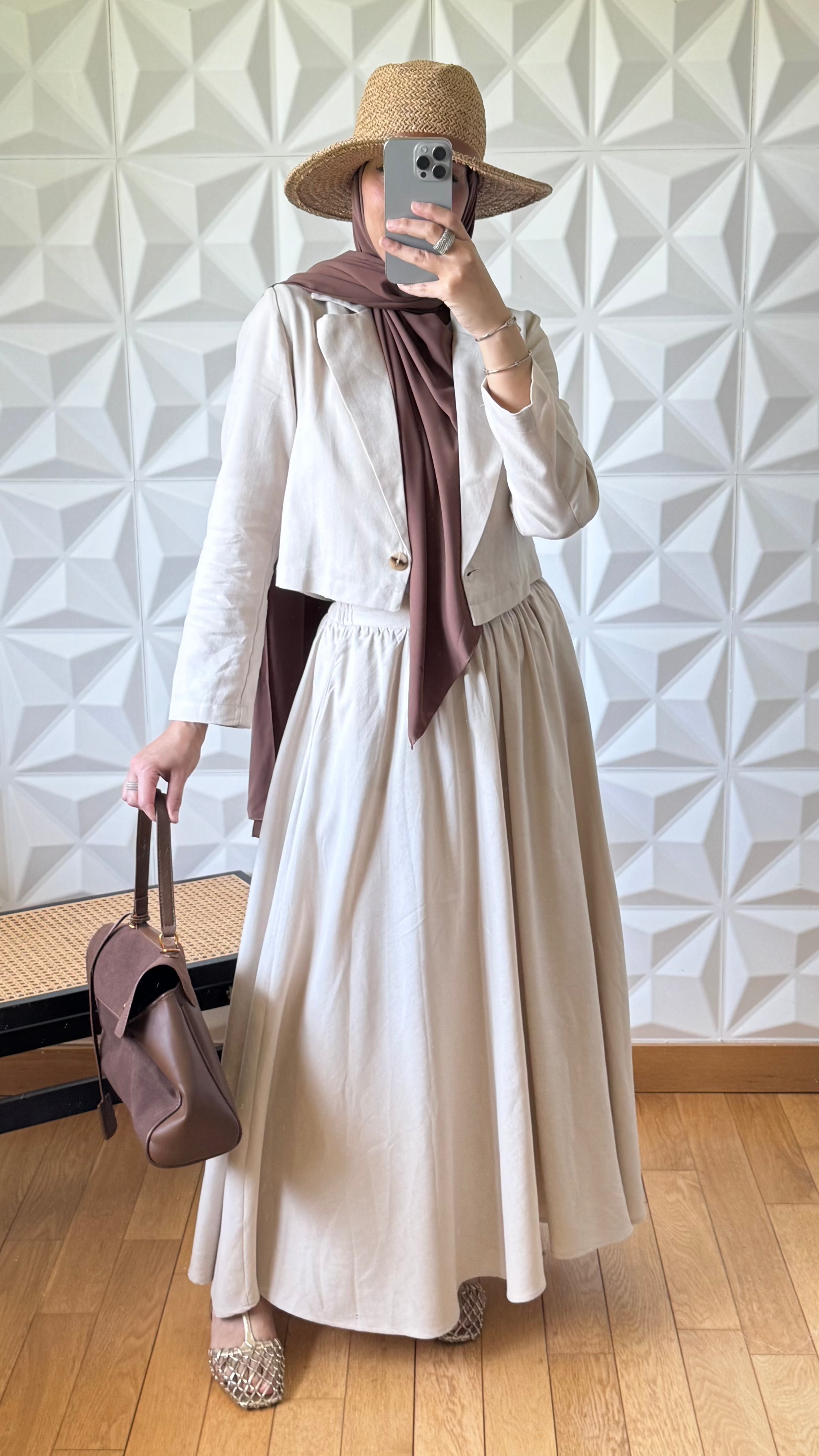 Ensemble Tailleur Lin Veste coupe carré et Jupe à volants - Rose