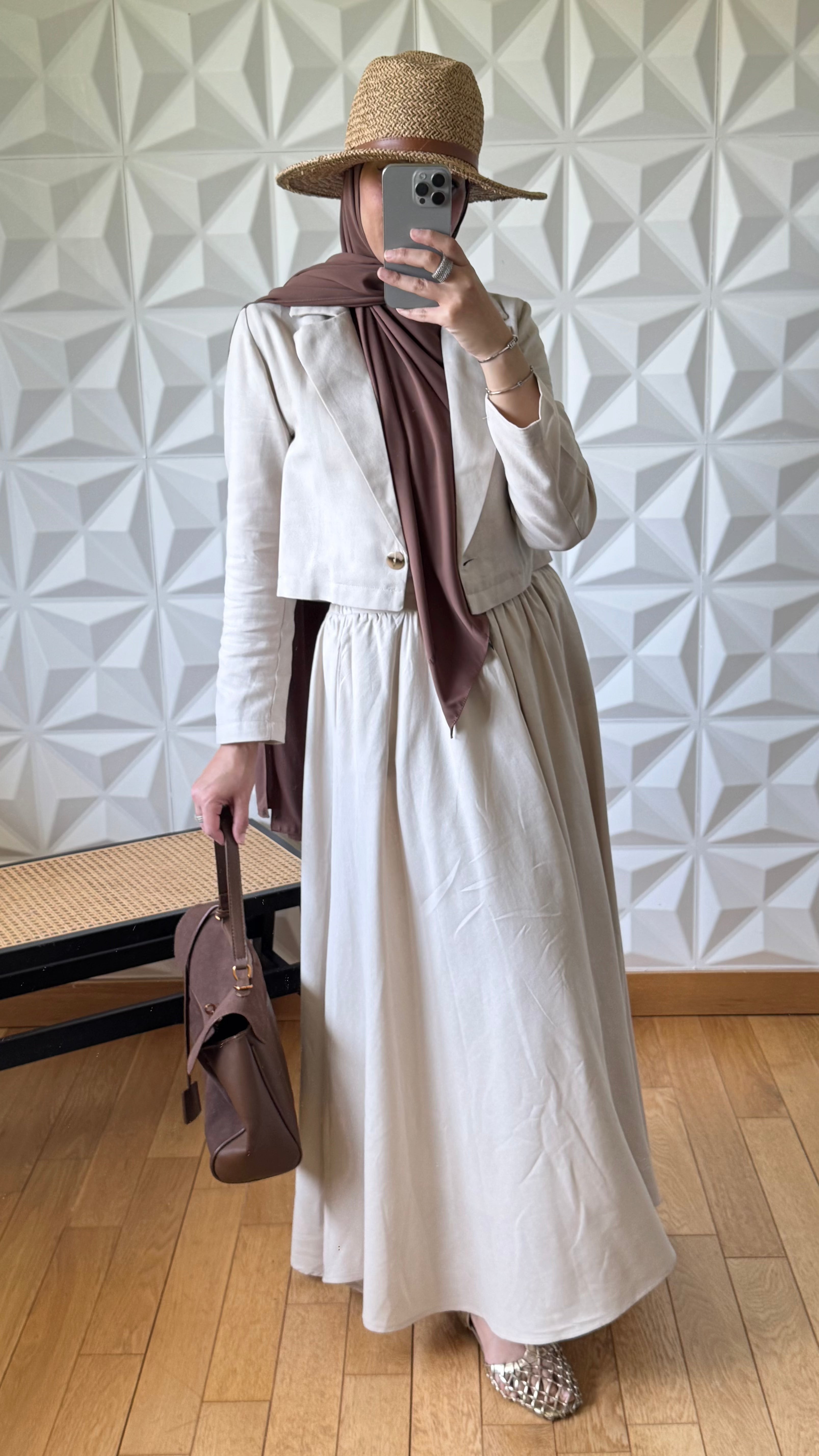 Ensemble Tailleur Lin Veste coupe carré et Jupe à volants - Rose