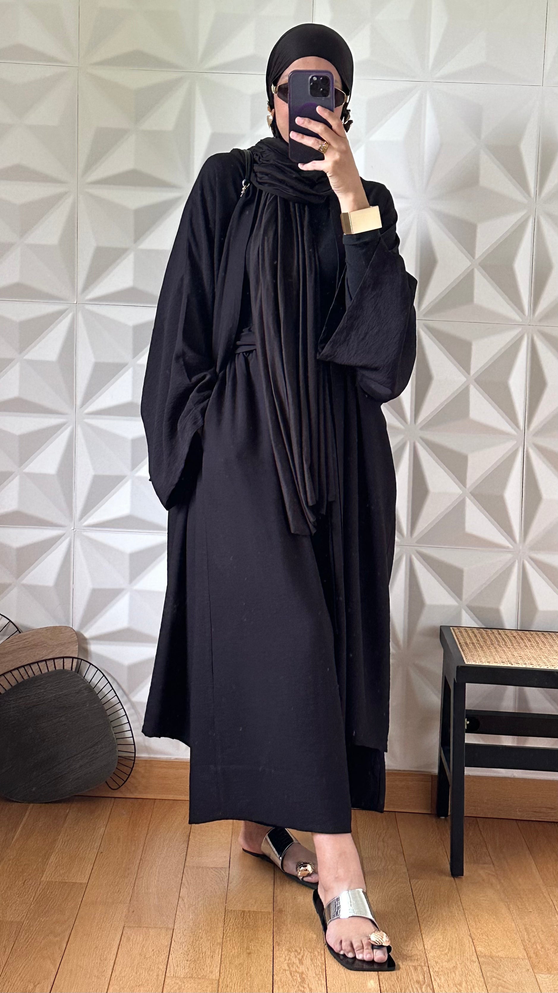 Ensemble kimono oversize et jupe culotte nouée à la taille