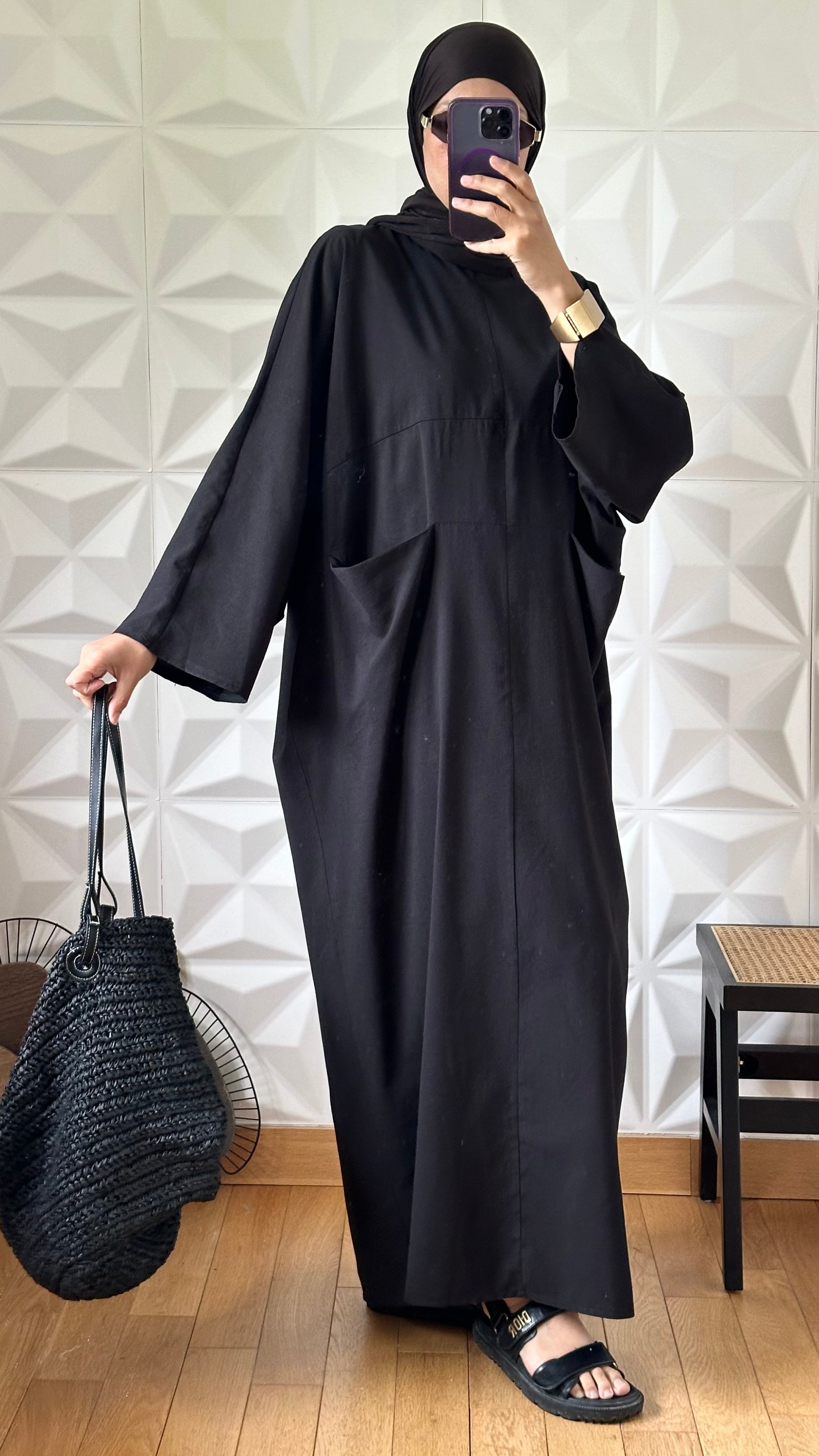 Robe sweat oversize en Lin à poches