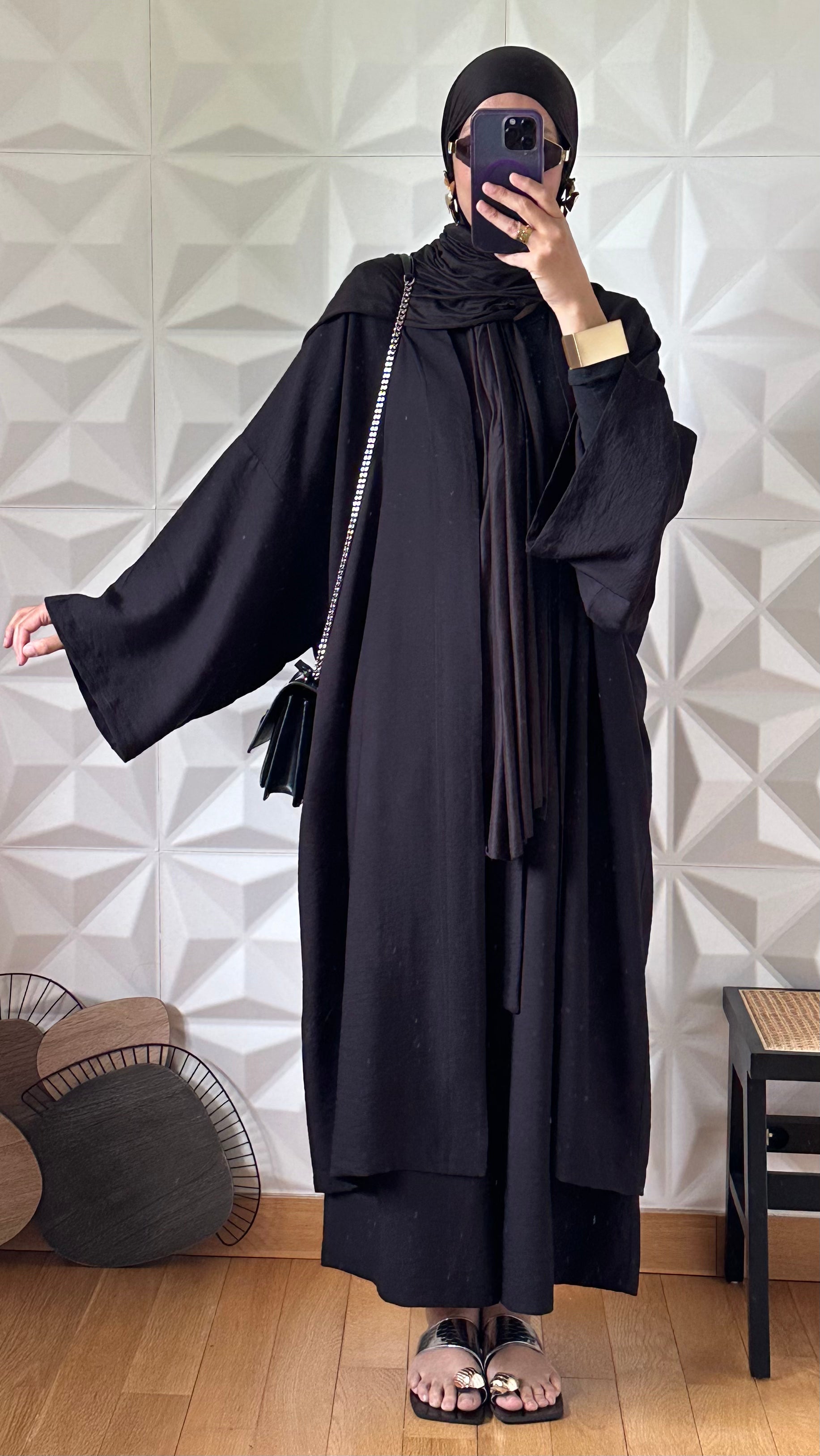 Ensemble kimono oversize et jupe culotte nouée à la taille