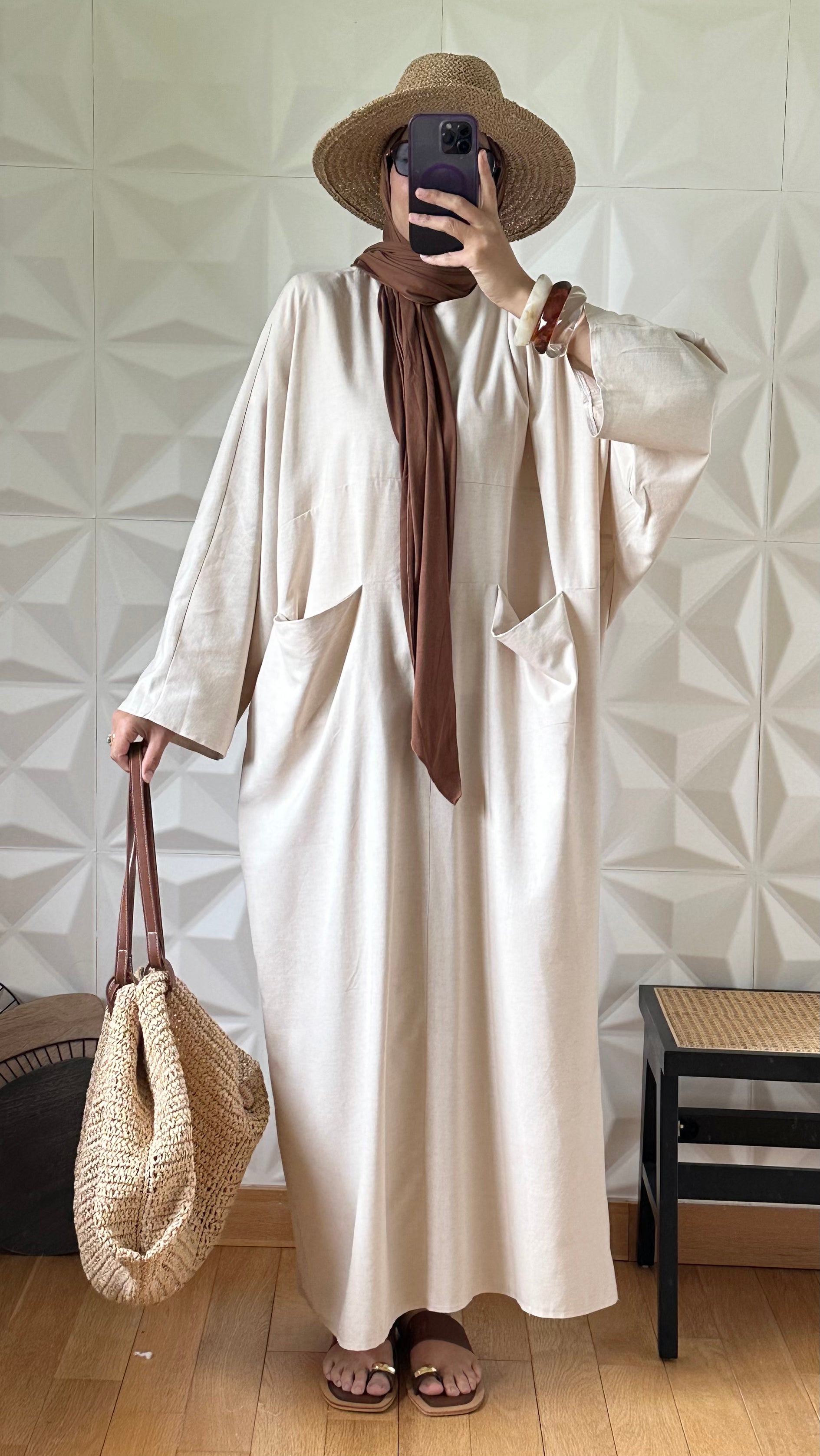Robe sweat oversize en Lin à poches